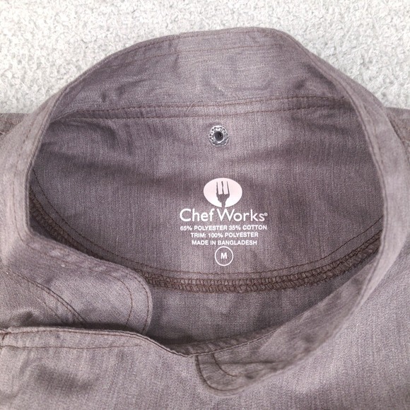 Chef Works Shirt Mens Medium Gray College Chefs Embroidered Uniform Cook Kitchen - Picture 5 of 16